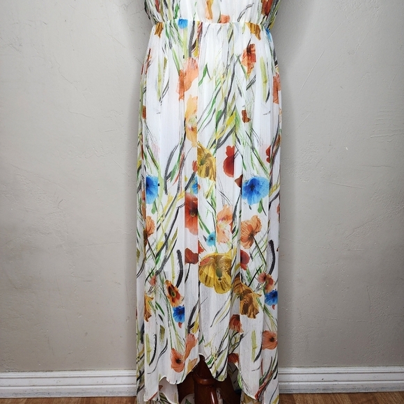 Alice + Olivia Mel Open Back Gathered High-Low Floral Dress Size 10 - Picture 10 of 14